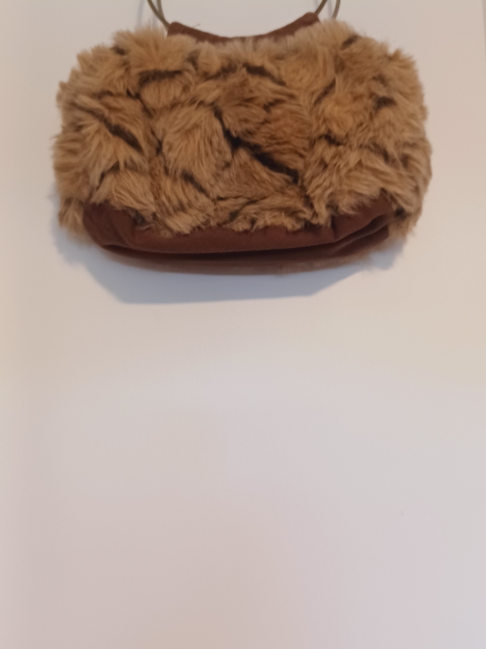 Source Unknown Faux Fur Brown Clutch Wristlet